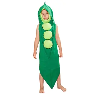 Hete Verkoop Kinderen Grappige Groenten Cosplay Jumpsuit Groene Erwten Kostuum Voor Kinderen