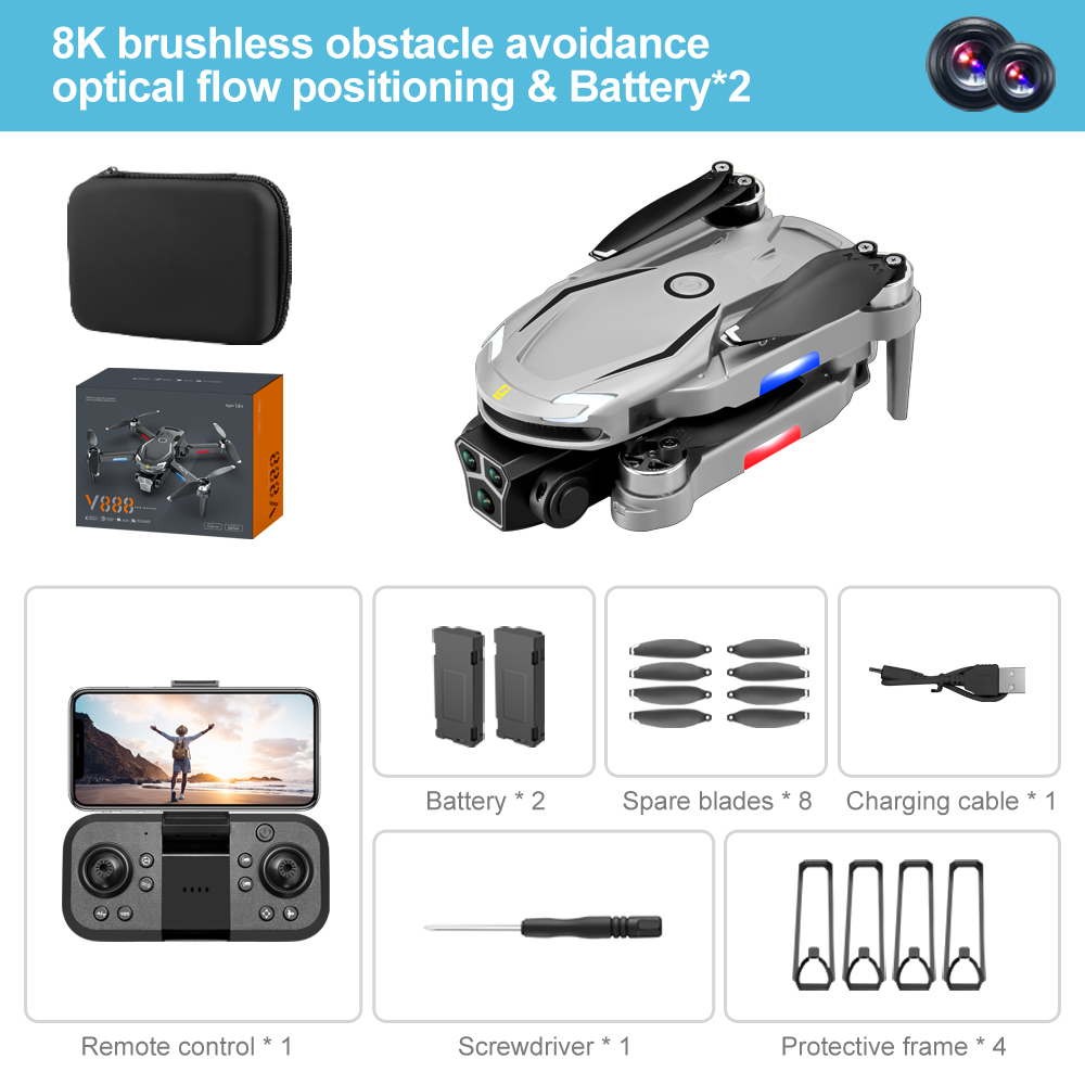 Dron gris con 2 baterías