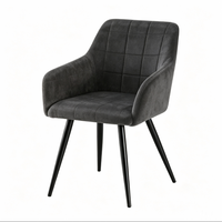 Chaise de salle à manger moderne en velours, prix de gros direct usine, dossier confortable, accoudoirs, pieds en métal, pour hôtel, maison, usage de loisirs