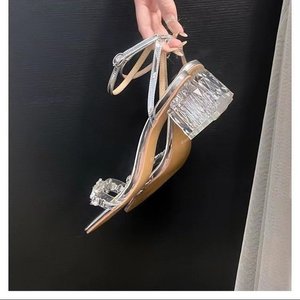 Wholesale Summer Open-Toed <b>Slippers</b> New Design Rhinestone Women Shoes Elegant High Heel <b>Slippers</b> for Women - Product Image 5