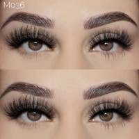 HITOMI M036 Style très populaire Cils artificiels faits à la main 15mm Longueur naturelle Vison naturel avec bande de base en coton noir