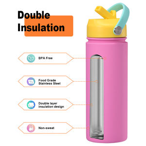 Portable isolé extérieur bicolore conception étanche 500ml gobelet en acier inoxydable large bouche sport bouteille d'eau avec poignée - Product Image 4