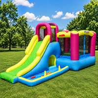 Château Gonflable Aquatique 4,6x3x2,25m avec Piscine pour Enfants, Toboggan Aquatique Gonflable, Jeu de Fête à Domicile, Jouet Amusant, Vente Chaude