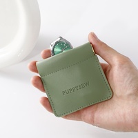 Pochette à bijoux personnalisée avec logo, fermeture à éclats, 8*8.5cm, en cuir PU, petite trousse de toilette de voyage