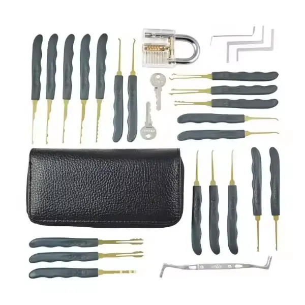 24pcs Lock Pick Tool Set LOCKSMITH lock cylinders With 1pcs Clear Practice Padlock