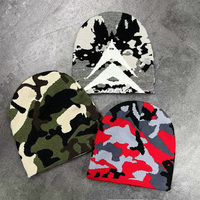 Fabricante de gorros personalizados Camo Graphic Jacquard Reversible Classic Beenies Knitted Toque Camouflage Skull Cap
