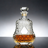 Bouteille de verre vide ronde personnalisée, épaissie, gravée et embossée, pour rhum, brandy, tequila, whisky, vin