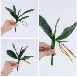 Nouvelles feuilles d'orchidée artificielles miniatures au toucher réel, faites à la main, pour la décoration de mariage, de maison et de jardin - Product Image 2