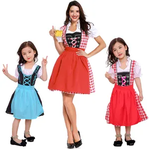 Trajes tradicionais de mãe e filha Oktoberfest, vestido de cerveja alemão Dirndl para meninas, uniforme de garçonete