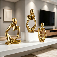 Statue de Penseur Abstrait en Résine Dorée Mate, Décoration d'Art Moderne pour Salon, Meuble TV, Bureau, Modèle de Décoration Intérieure