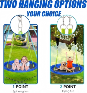CZFIT 40 Inch Green Fabric PPE Hanging Saucer Tree <b>Swing</b> <b>for</b> Kids Waterproof Tree <b>Swing</b> Seat with 2 Tree Hanging Straps - Product Image 4