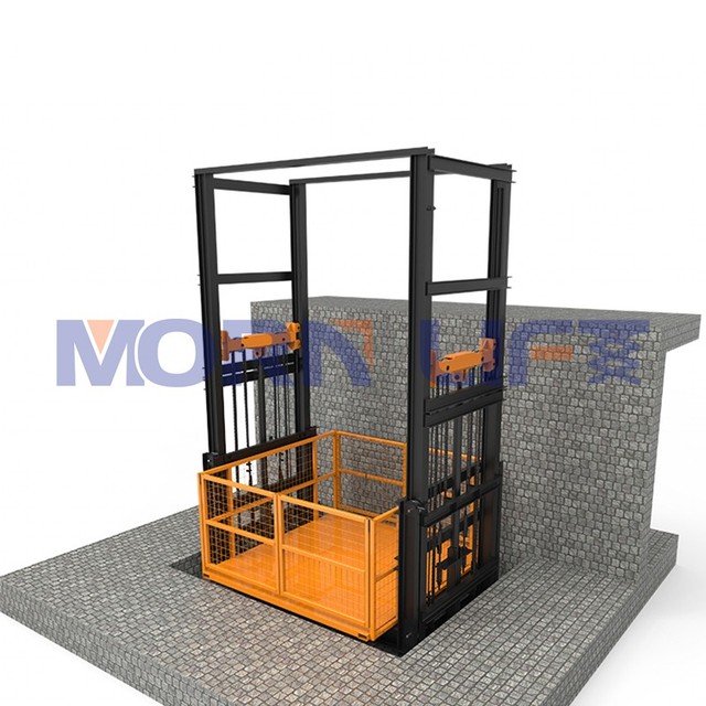 For MORN Custom-Made Hydraulic Goods Lift 300kg-5000kg Wall Mounted Freight Elevator for Warehouse New Cargo Lift Guide Rail