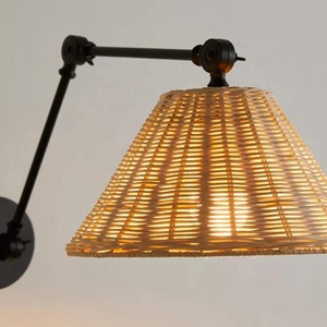 Trang trí nội thất hiện đại <span class=keywords><strong>Swing</strong></span> cánh tay tre tường ánh sáng trong nhà dài cạnh giường ngủ Tường Đèn với cắm - Product Image 5