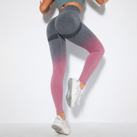 Smiley Print Butt Yoga Pants Seamless Gradient Design Collants de course ajustés Vêtements d'entraînement Femmes