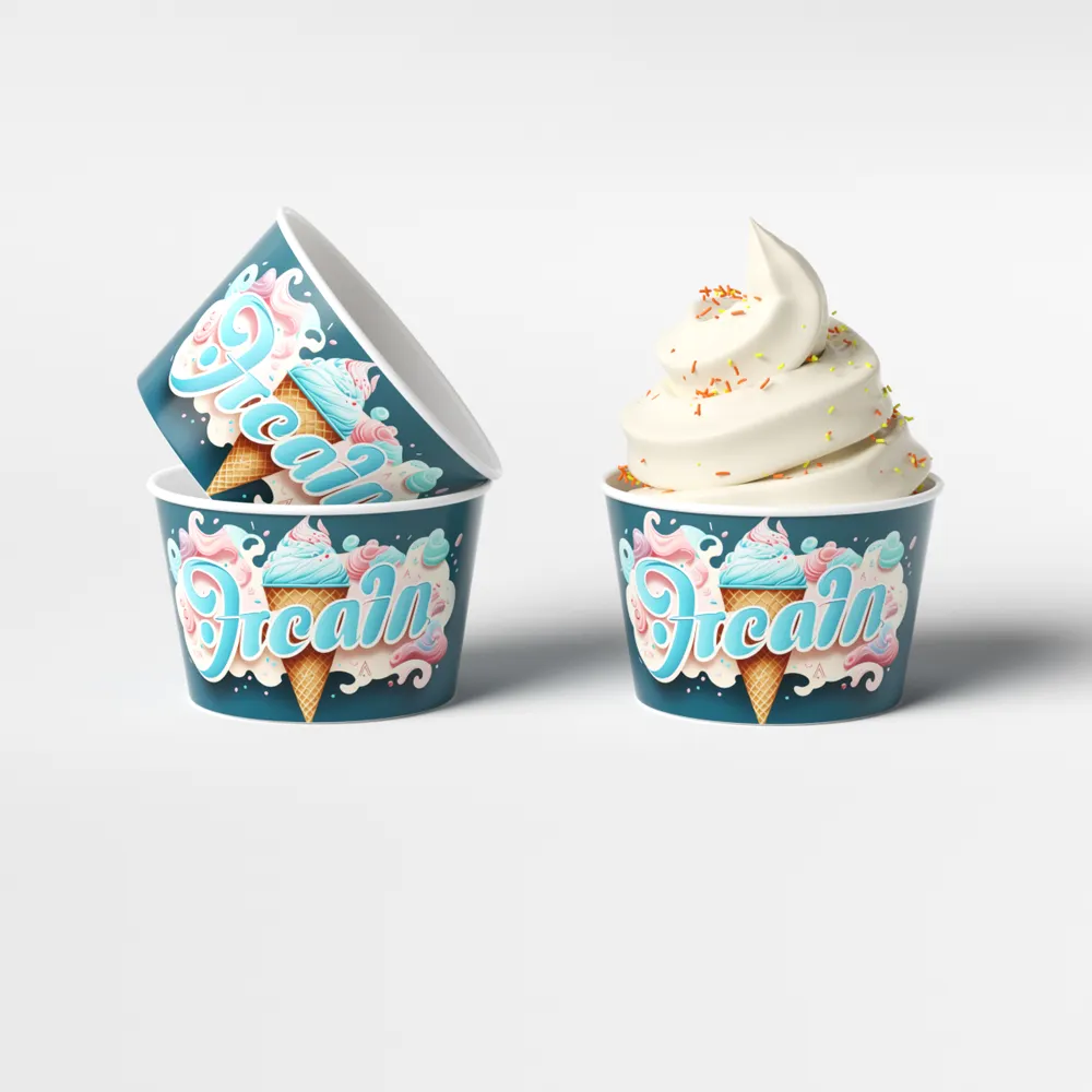 LOKYO Customized 5 oz ice cream cup disposable take out dessert yogurt frozen ice cream paper cup with lids