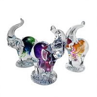 Ensemble de figurines d'éléphants en verre soufflé à la main, sculpture animale artistique colorée, style Murano fait main, mini-monde de Noël en verre