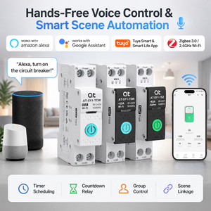 Interruptor de Circuito Inteligente ATELE OEM 1P+N Tuya, 1P 63A, WiFi o Zigbee, Riel DIN, Medidor de Energía, Temporizador, para Domótica - Product Image 1