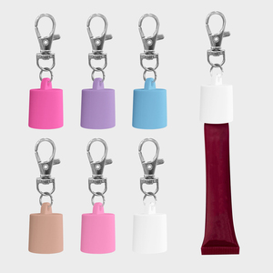 Portable Clip Lip Balm <b>Holder</b> Keychain Cap Universal Lipgloss Sleeve Case Travel <b>Makeup</b> Accessories for Handbag and Backpack - Product Image 2