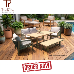 Luxury Contemporary <b>Foldable</b> Acacia Wood Eco-friendly Teak Wood Frame Outdoor Furniture Set Garden Sofa <b>Dining</b> <b>Table</b> <b>Chair</b> <b>for</b> - Product Image 4