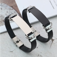 Bracelet en cuir et acier inoxydable personnalisé, bracelets en caoutchouc personnalisés, vente en gros, bracelets promotionnels tendance pour hommes/femmes