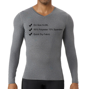 7 FC 180 GSM Châu Âu Kích Thước Thể Thao Hàng Đầu Tập Thể Dục Quần Áo Tập Thể Dục Biểu Tượng Tùy Chỉnh Dài Tay Áo Nén Áo Sơ Mi V Cổ T Áo Sơ Mi Nam - Product Image 3