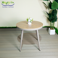Meubles de salle à manger intérieurs/extérieurs Happy Life Factory, table durable pour jardin, café, structure en aluminium, matériaux en bois et plastique, vente en gros