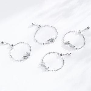 Ailmay Charms 925 Sterling Silver Sun Meet Moon Anillos de cadena ajustables <span class=keywords><strong>para</strong></span> vacaciones y <span class=keywords><strong>citas</strong></span> de mujeres - Product Image 5