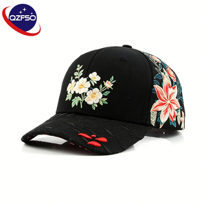 Casquettes QZFSO personnalisées non structurées à 6 panneaux, visière incurvée, luxe, sport, broderie 3D, casquettes de baseball avec logo floral - Product Image 1