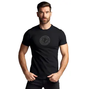 Пользовательские 100% хлопок Джерси с коротким рукавом мужская приталенная черная футболка