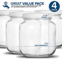 Bocal mason en verre de 64 onces, demi-gallon avec couvercle hermétique, bocal de conserve en verre haut et court