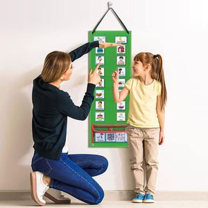 Tableau de planification visuel mural pliable multifonctionnel en feutre, cinq couches, pour la routine quotidienne des enfants, 68x24cm, design moderne - Product Image 3