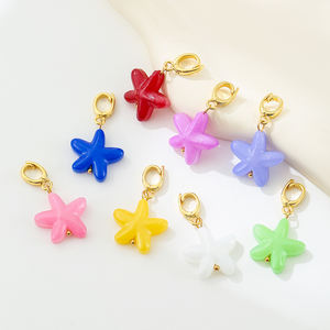 カラフルなヒトデユニバーサルバックルビンテージガラスチャームペンダントDIYアクセサリー - Product Image 1