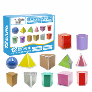 Ensemble de 12 formes géométriques transparentes, jouet éducatif, matériel pédagogique STEM pour l'enseignement en classe, apprentissage Montessori - Product Image 1