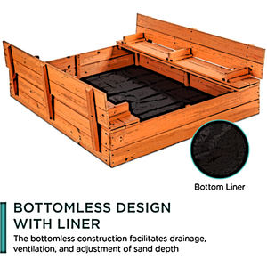 XIUNAN XTT-007 <span class=keywords><strong>bac</strong></span> à <span class=keywords><strong>sable</strong></span> en bois avec deux sièges de banc pour enfants, plage de jeu en plein air - Product Image 6