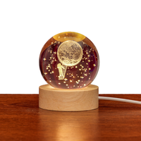 Vente en gros de boules de verre en cristal de 80 mm avec support LED, gravées au laser, système solaire 3D, idées cadeaux personnalisées, SMALL-BRIDGE CRYSTAL