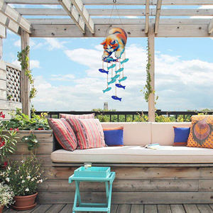 Niedliche Kätzchen Fisch Windspiele für draußen, hand gefertigte Windspiele im Freien Einzigartig, Sonnen fänger Seeglas Kunst Windspiele im Freien - Product Image 3