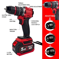 Perceuse à percussion sans fil 20V rechargeable, sans balais, au lithium, avec kit d'outils, portable, petite machine de forage manuelle