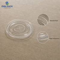 Couvercle en plastique transparent à paroi simple pour gobelets PET, anti-fuite, pour boissons glacées, thé au lait, café et boissons de restauration