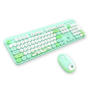 GEEZER Factory Direct Pc Wholesale Mixed Color Keycaps Retro Wireless Keyboard And Mouse Combo Set
