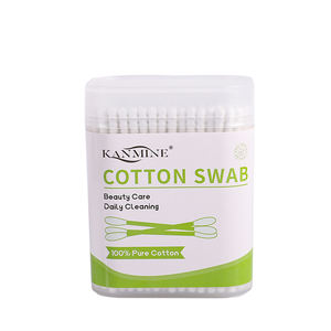 Écouvillons en coton blancs à double vissement, sans éclats, 200 pièces, avec tige en papier et boîte carrée, échantillons gratuits - Product Image 2