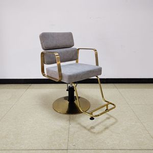 เก้าอี้ตัดผมไฮดรอลิกสแตนเลสสีทองทันสมัยสำหรับร้านทำผมเสริมสวย - Product Image 1