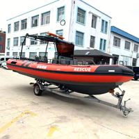 Bateau pneumatique semi-rigide (RHIB/RIB) de 7,5 m en PVC Mehler avec console à toit rigide, luxe pour le sport, pour 14 personnes, fournisseur chinois pour commandes en gros