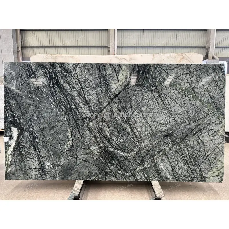 SHIHUI Factory New Trend Natural Marble Stone Marshall Green Polar Rainforest Marble Slab Tiles For Indoor Wall Decoration