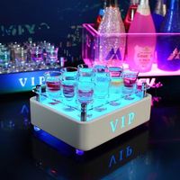 Nouveau plateau carré en métal pour verres à shot VIP avec logo personnalisé lumineux à LED pour bar, boîte de nuit, salon, fête
