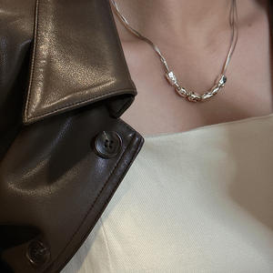 Collier de mode de style coréen en argent sterling S925 avec chaîne de clavicule lourde Texture de conception de niche - Product Image 4