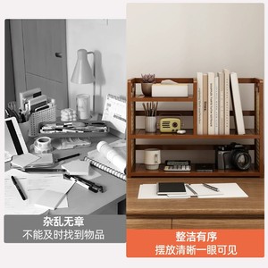 Desktop shelf, multi-layer pegboard storage rack for dormitory desks, small office workstation bookshelf - Product Image 4
