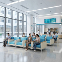 Chaise d'attente d'hôpital personnalisable, bleue, rembourrée, avec structure en acier, banquette rattachée, pour hall de clinique, chaise médicale en rangée, pour patients externes, OEM