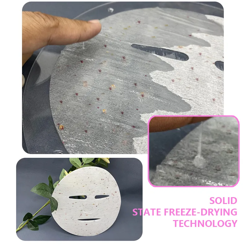 गुलाब पेटल हाइलूरोनिक एसिड फ्रीज-सूखे चेहरे की चादर हाइलूरोनिक एसिड कपास चेहरा मास्क फेस मास्क पेपर निर्माता