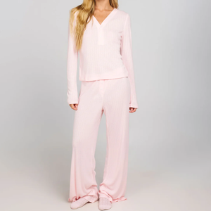 Set <span class=keywords><strong>Pigiama</strong></span> Personalizzato da <span class=keywords><strong>Donna</strong></span> in Cotone con Stampa, Scollo a V, Maniche Lunghe, <span class=keywords><strong>Pantaloni</strong></span> a Gamba Larga, Vita Elastica, Traspirante - Product Image 1