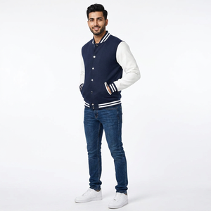 Customized <b>Men's</b> Casual Streetwear College <b>Jacket</b> Durable Quick Dry Leather Varsity Design <b>Canvas</b> Fabric Cool Variety <b>for</b> <b>Men</b> - Product Image 1